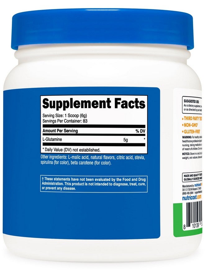 Nutricost L-Glutamine Powder Supplement (Green Apple) 500g - Gut Support, 5 Grams per Serving, Sweetened with Stevia - Gluten Free, Non GMO - Image 4