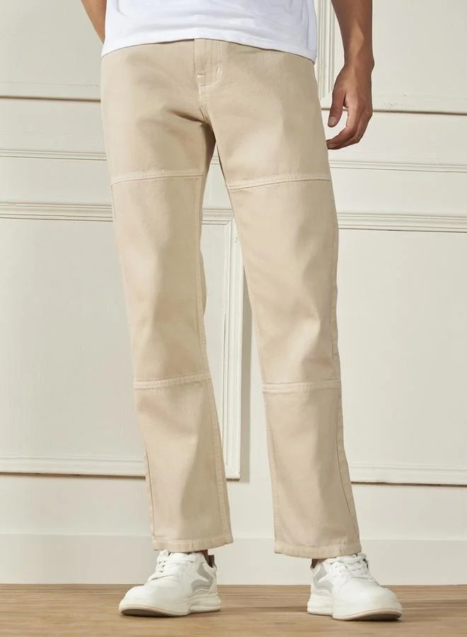 Dennis Lingo  Men'S Ecru 100% Cotton Denim Full Length Relaxed Jeans for Men | Best Price UAE