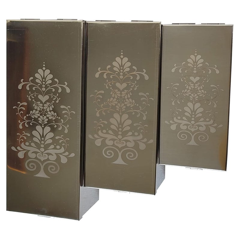 GvanyS Stainless Steel Locker Jewellery box Pooja Check book cash Organizor Ext use With Laser Printed Design MultiPack of 3 Box Size 85 Inch 105 Inch 125 Inch - Image 4