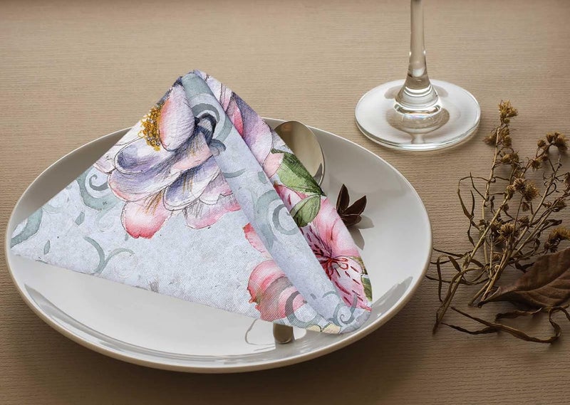Yibeas Rose and Butterfly Cloth Table Napkins Set of 4 Vintage Color Table Decoration Dinner Napkins for Kitchen 18 x 18 inch - Image 3