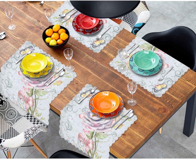 Yibeas Rose and Butterfly Cloth Table Napkins Set of 4 Vintage Color Table Decoration Dinner Napkins for Kitchen 18 x 18 inch - Image 4