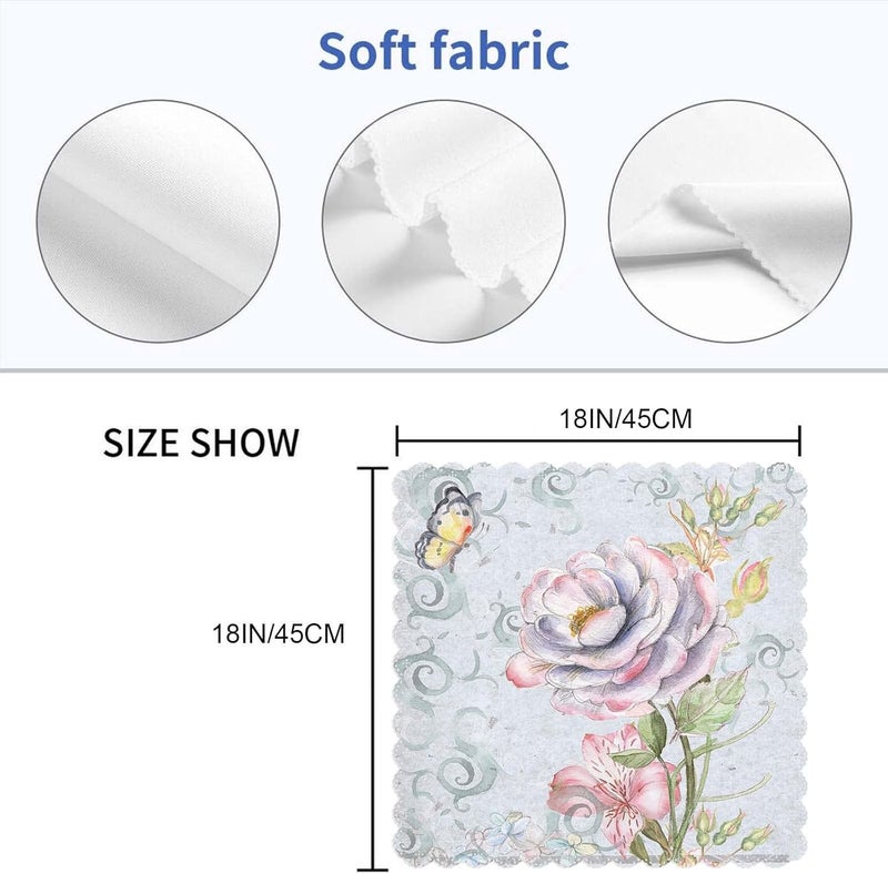 Yibeas Rose and Butterfly Cloth Table Napkins Set of 4 Vintage Color Table Decoration Dinner Napkins for Kitchen 18 x 18 inch - Image 2