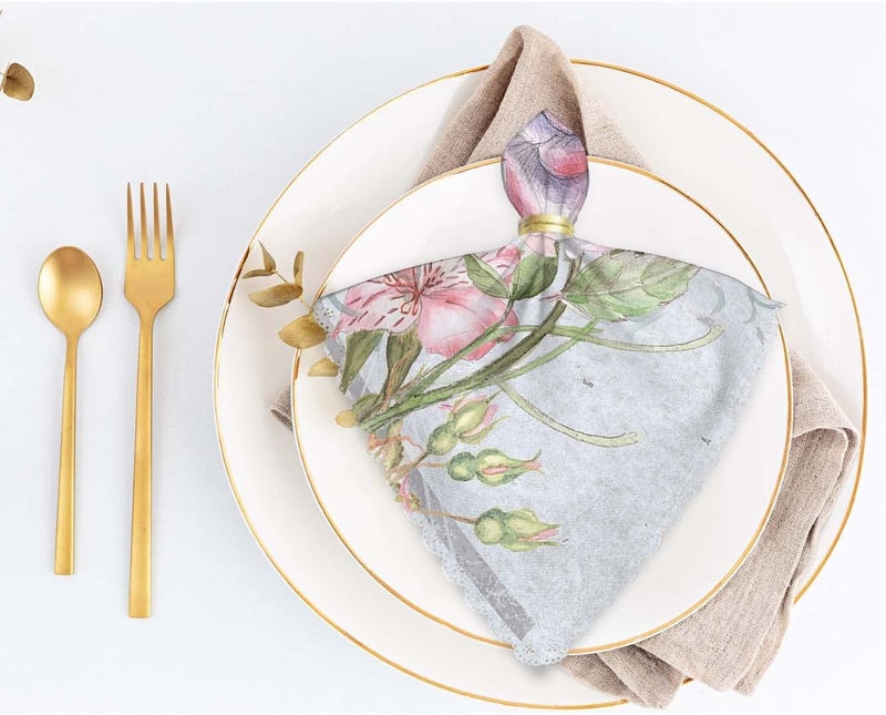 Yibeas Rose and Butterfly Cloth Table Napkins Set of 4 Vintage Color Table Decoration Dinner Napkins for Kitchen 18 x 18 inch - Image 5