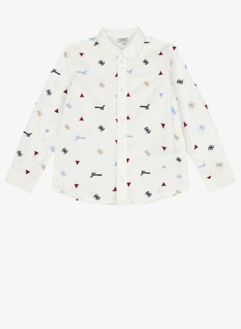GUESS Infant Printed Long Sleeve Regular Fit Shirt - Image 4