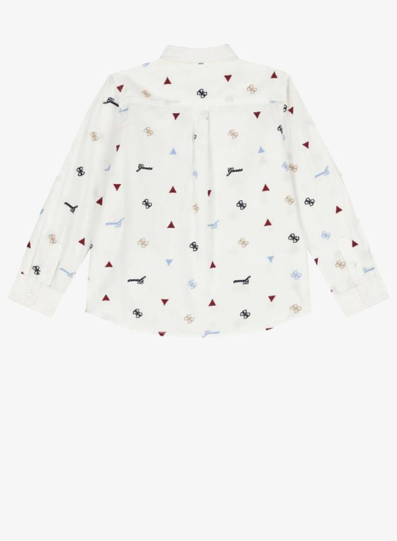 GUESS Infant Printed Long Sleeve Regular Fit Shirt - Image 3