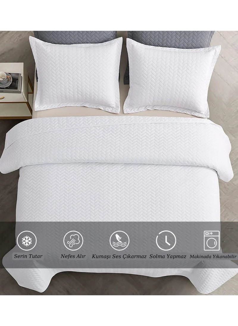 Elyaf Sepeti Fiber Basket Single White Quilted Patterned 1200 gr Summer Pique White Hotel Pique 160 x 230 cm