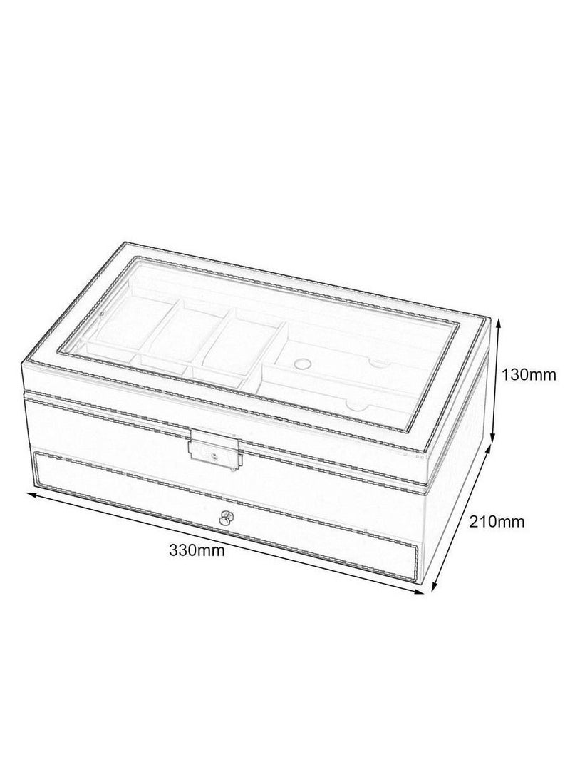 DARIYAH Leather Watch Sunglass Box Glasses Case and Jewelry Display Drawer Lockable Organizer - Image 2