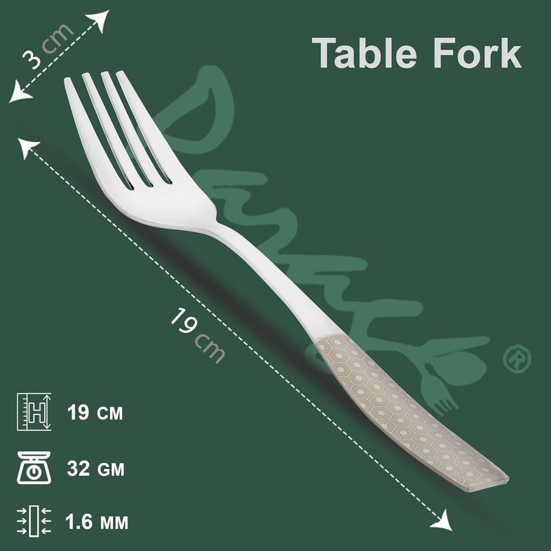 Parage Parage 6 Pieces Stainless Steel Premium Table Fork Set for Home Kitchen 19 cm Long Luxury Dining Tableware Laser Cutlery Set Gift Silver Dazzle Design - Image 4