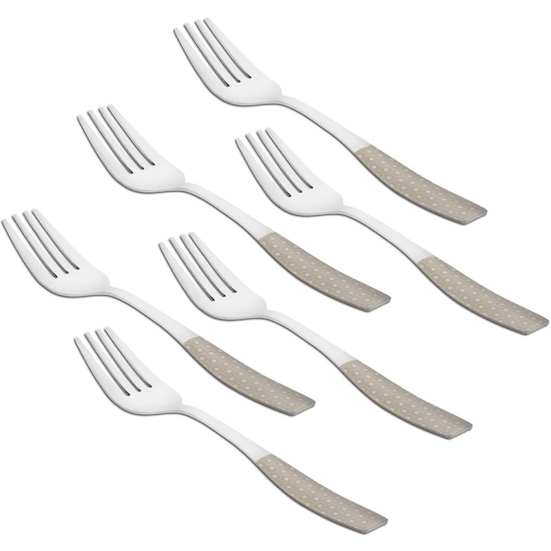 Parage Parage 6 Pieces Stainless Steel Premium Table Fork Set for Home Kitchen 19 cm Long Luxury Dining Tableware Laser Cutlery Set Gift Silver Dazzle Design - Image 1
