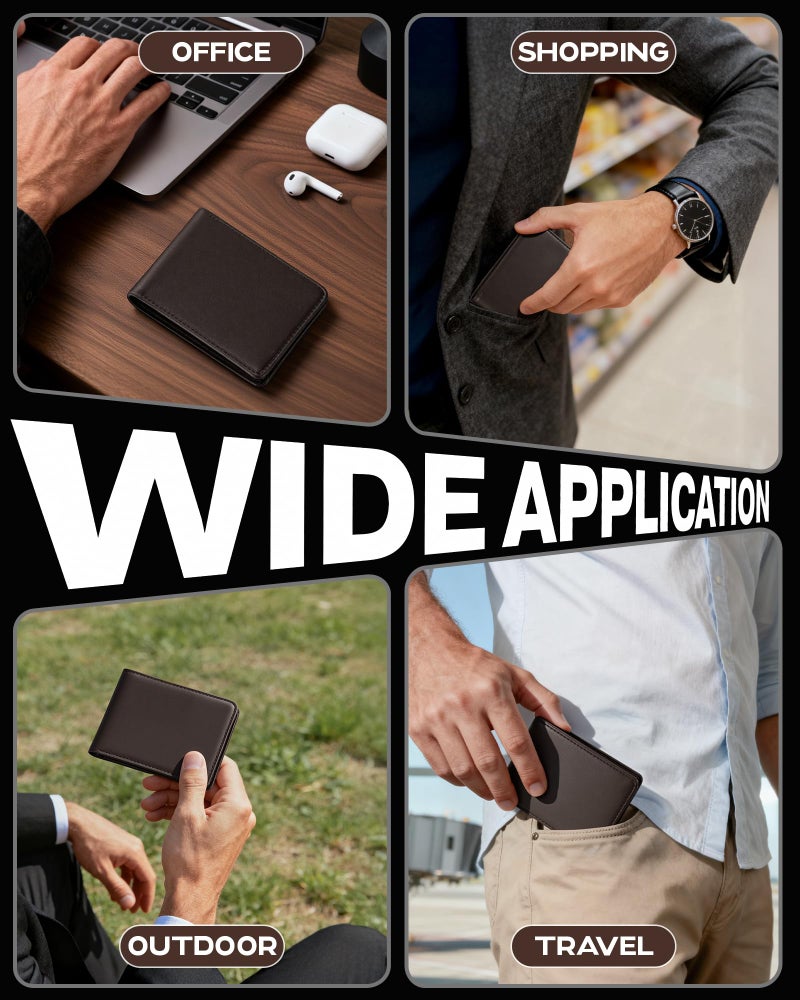 GNDR Wallet For Men Bifold Coffee RFID Blocking Slim Faux Leather Wallets Card Holder Front Pocket Minimalist Men Accessories With Gift Box - Image 5