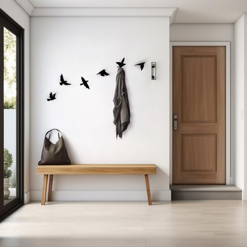 Colornest Bird Wall Art Hooks – Set of 6 Metal Decorative Bird Hooks for Wall, Key Holder & Clothes Hanger – Laser Cut, Powder Coated, Heavy Duty, Rustic Home Decor for Living Room & Entryway - Image 1