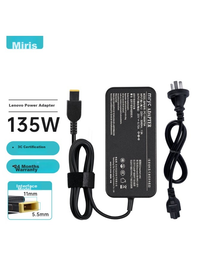 Mryc Lenovo Laptop Charger, Savior Computer 14 15/e520/r720 /t460p, 20v6.75a 135w Square Port Power Adapter Charging Cable - Image 1