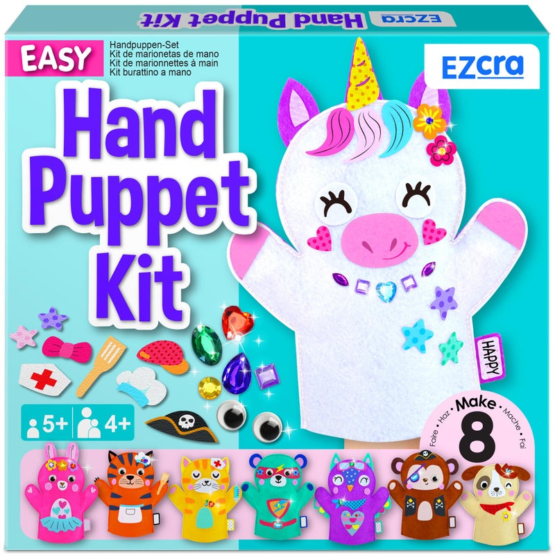 EZCRA Unicorn Hand Puppet Making Kit for Kids Age 58 DIY Puppet Making Craft Kit Creative Arts Crafts Set Educational Gift Pretend Play Toys 8 Projects Extra Stickers for Decoration - Image 2