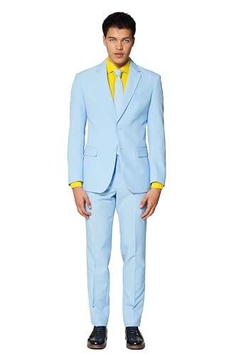 Opposuits Cool Blue Solid Light Blue Suit For Men Coming With Pants, Jacket and Tie, Cool Blue, US40 - Image 1