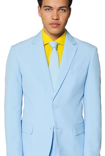 Opposuits Cool Blue Solid Light Blue Suit For Men Coming With Pants, Jacket and Tie, Cool Blue, US40 - Image 3