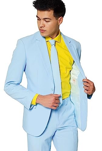 Opposuits Cool Blue Solid Light Blue Suit For Men Coming With Pants, Jacket and Tie, Cool Blue, US40 - Image 5
