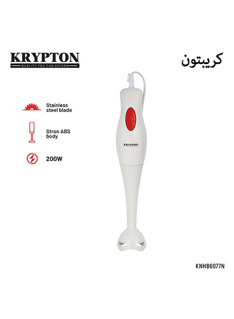 Hand Blender, with ABS Body, Strong Blades, Anti Splash Design, Easy Detachable Blending Rod and Ideal for Smoothies, Shakes, Grinding Ingredients, & Fruits KNHB6077N White/Red