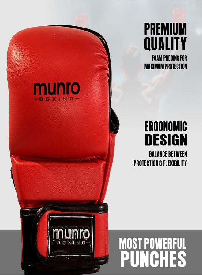 MUNRO Fighter MMA Grappling Gloves- (Red/Black), Martial Arts Glove for Men and Women, Kickboxing, Karate Training, Cage Fighting, Open Palm Boxing Gloves, Hook and Loop Closure. (S/M) - Image 4
