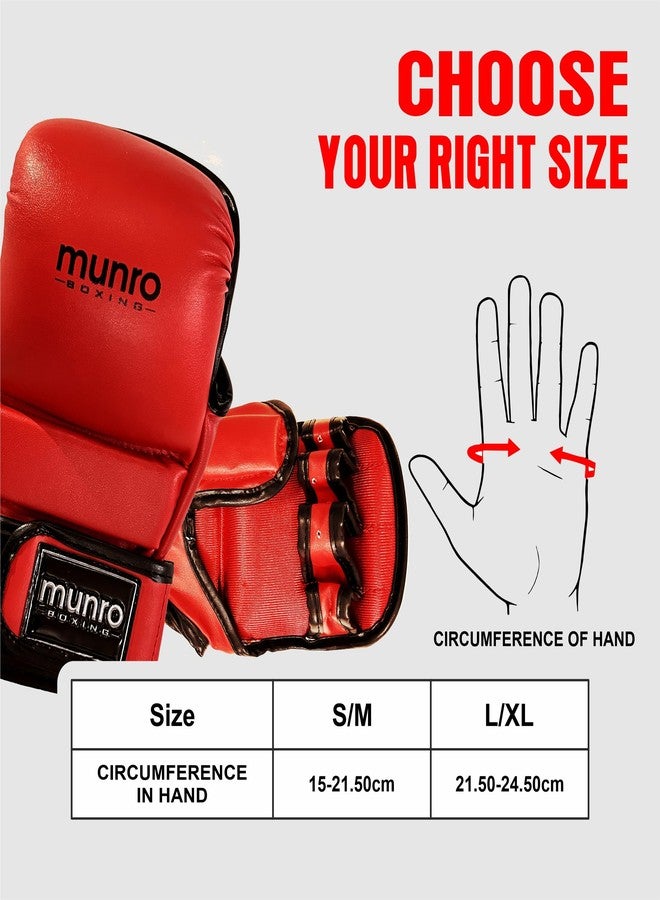 MUNRO Fighter MMA Grappling Gloves- (Red/Black), Martial Arts Glove for Men and Women, Kickboxing, Karate Training, Cage Fighting, Open Palm Boxing Gloves, Hook and Loop Closure. (S/M) - Image 5