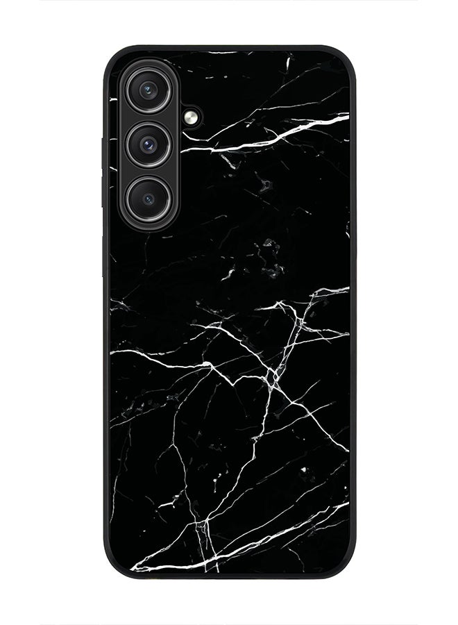 Stylizedd Rugged Black Edge case for Samsung Galaxy S23 FE, Custom Slim fit Flexible Anti Drop Thin Phone Case Cover - Marble Print Black - Image 1
