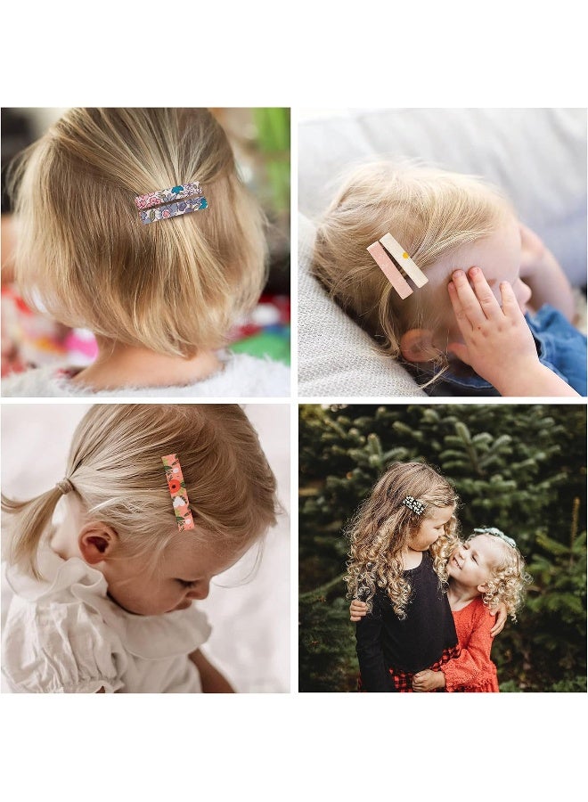 Fancy Clouds Hair Clips for Women and Girls, Assorted 40 pcs Flower Print and Neutral Color Handmade Barrettes - Image 5