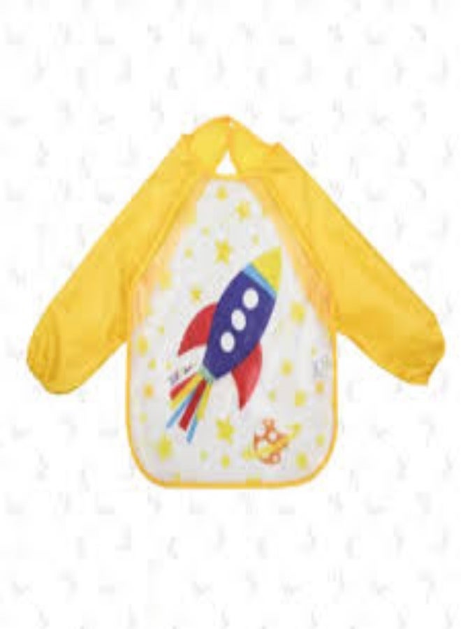 Long Sleeve Water Proof Baby Bib Spacecraft Yellow