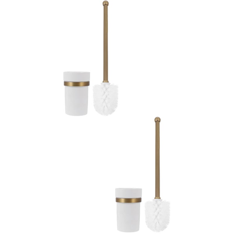 2pcs Antique Brass Copper Toilet Brush Holder European Style Carving Toilet Brush Cup Holder F6706(Antique - Toilet Brush) - Image 1