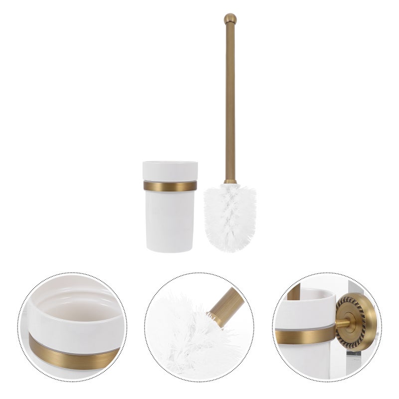 2pcs Antique Brass Copper Toilet Brush Holder European Style Carving Toilet Brush Cup Holder F6706(Antique - Toilet Brush) - Image 5