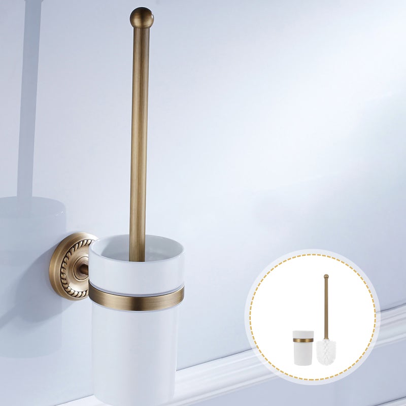 2pcs Antique Brass Copper Toilet Brush Holder European Style Carving Toilet Brush Cup Holder F6706(Antique - Toilet Brush) - Image 4