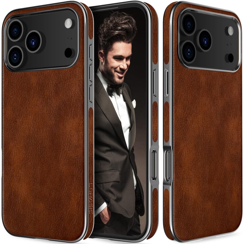 LOHASIC for iPhone 17 Pro Max Case, Slim Luxury Leather Business Classic Style Shockproof Men Women Cover Cases for iPhone 17 Pro Max 6.9 inch 2025, Brown - Image 1