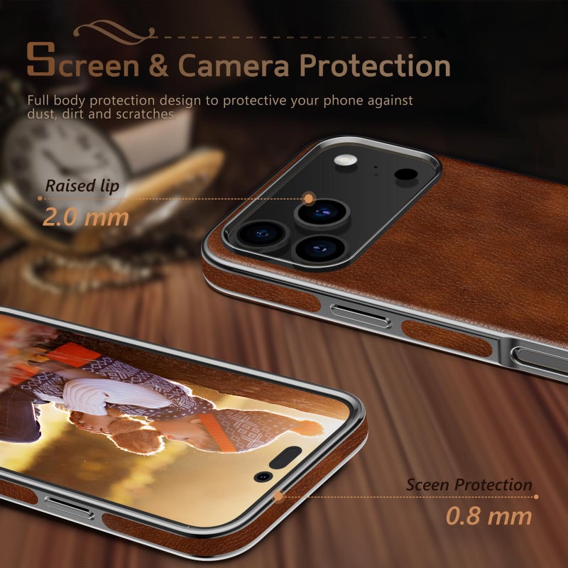 LOHASIC for iPhone 17 Pro Max Case, Slim Luxury Leather Business Classic Style Shockproof Men Women Cover Cases for iPhone 17 Pro Max 6.9 inch 2025, Brown - Image 4