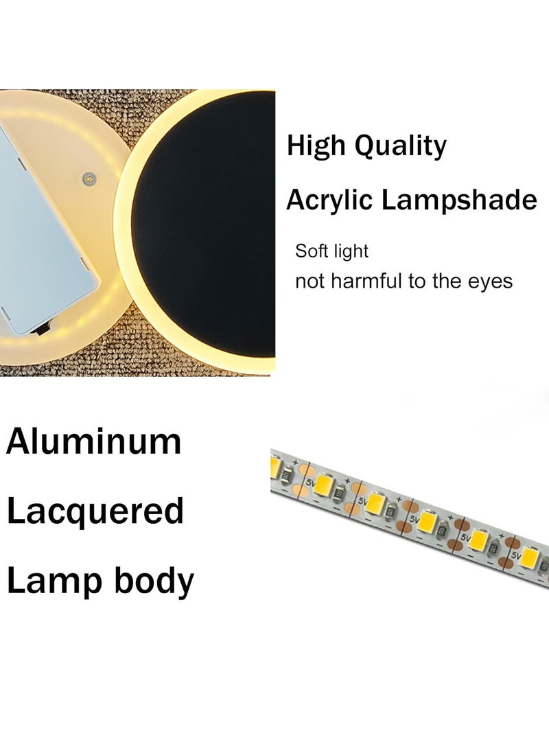 الجدار الشمعدان بطارية قابلة للشحن تعمل مصباح الجدار اللمس قابل للتعديل أدى الجدار الإضاءة مع التبديل أضواء الجدار الحديد الاكريليك مع استشعار الحركة أضواء الجدار المناسب (ضوء دافئ ، أسود) - Image 3