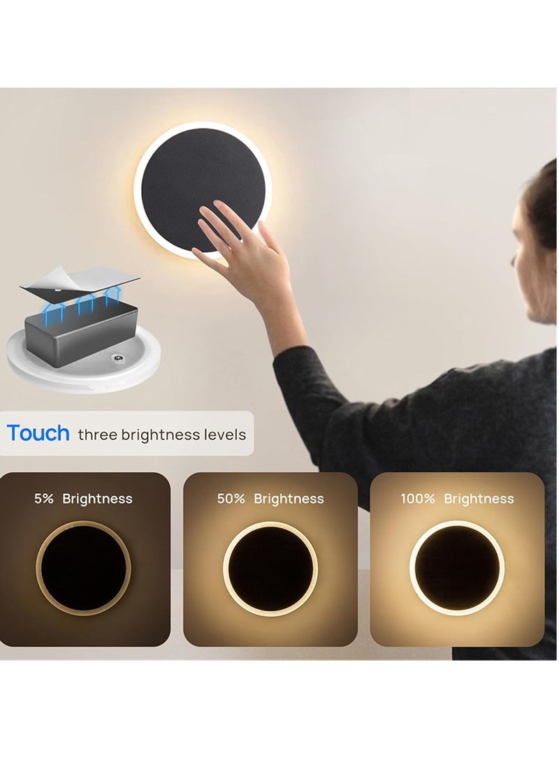 الجدار الشمعدان بطارية قابلة للشحن تعمل مصباح الجدار اللمس قابل للتعديل أدى الجدار الإضاءة مع التبديل أضواء الجدار الحديد الاكريليك مع استشعار الحركة أضواء الجدار المناسب (ضوء دافئ ، أسود) - Image 2