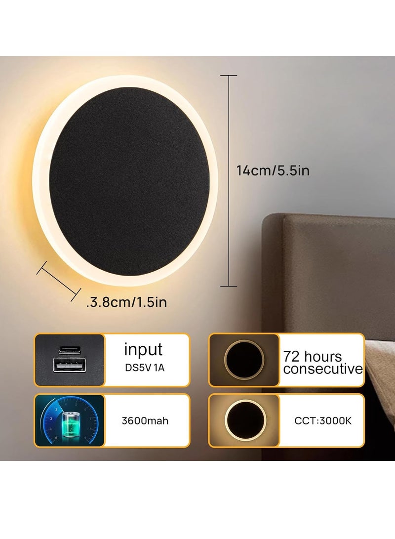 الجدار الشمعدان بطارية قابلة للشحن تعمل مصباح الجدار اللمس قابل للتعديل أدى الجدار الإضاءة مع التبديل أضواء الجدار الحديد الاكريليك مع استشعار الحركة أضواء الجدار المناسب (ضوء دافئ ، أسود) - Image 4