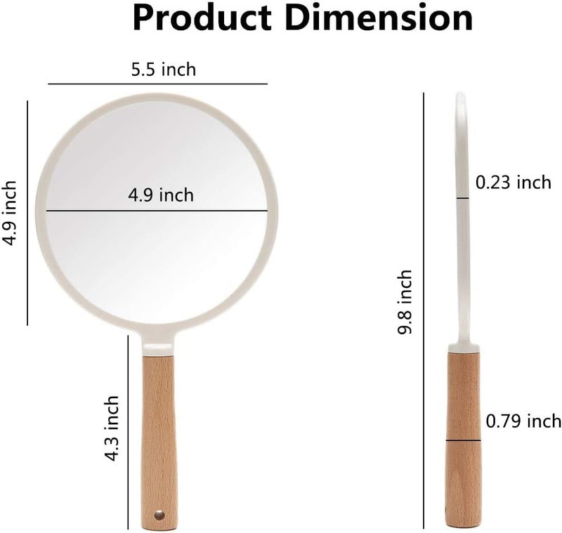Trifecta Single-Sided Portable Travel Handheld Vanity Mirror with Hanging Hole in Handle Hand Mirror with Comfy Handle for Makeup,Small Cute Wood Hand Mirror(Round, Pink Pack of 1) - Image 2
