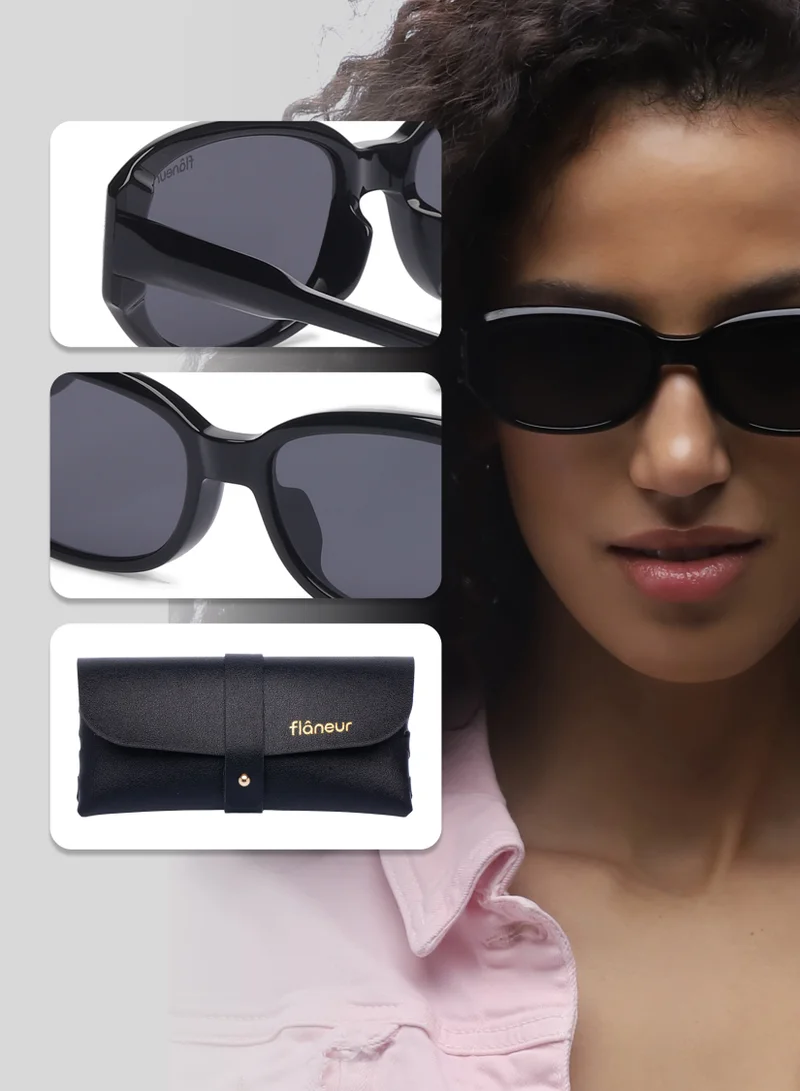 flâneur Retro Vintage 70s Sunglasses For Women and Men Black