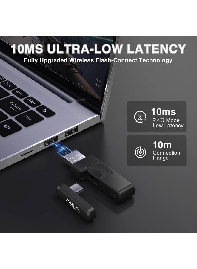 AULA G7 Pro Auriculares inalámbricos para juegos con sonido envolvente 7.1, controlador de 1.575 pulgadas, auriculares BT5.3 para juegos con micrófono, RGB, latencia de 10 ms, batería 65H, auriculares para juegos de PC para PS5, PS4, Switch, PC, modo con cable para Xbox - Image 3