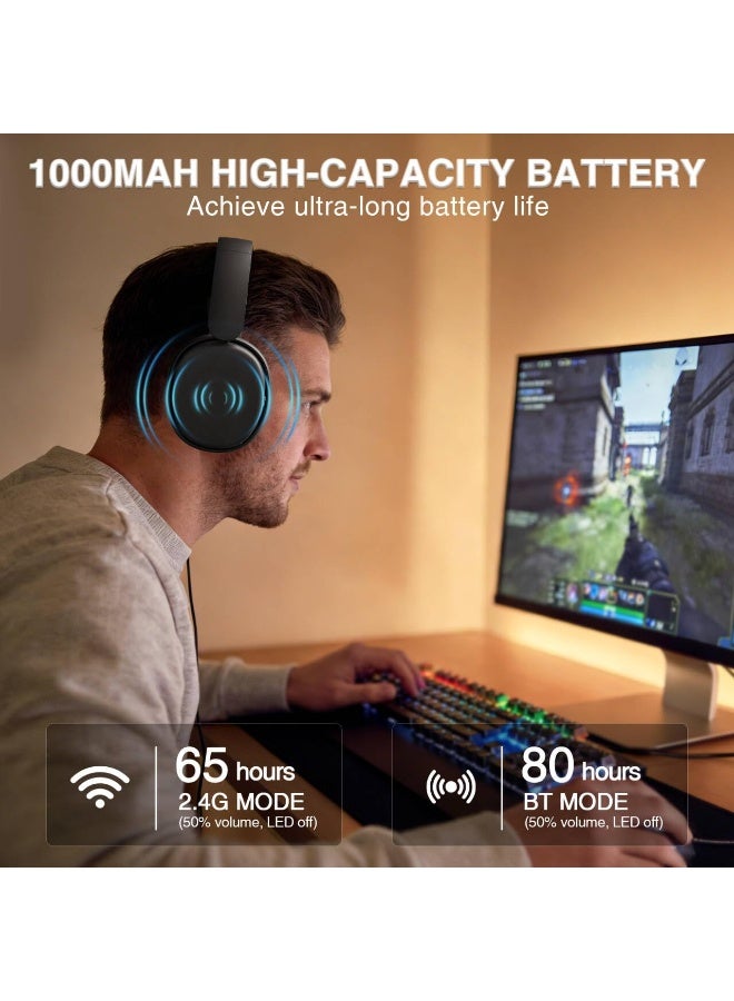 AULA G7 Pro Auriculares inalámbricos para juegos con sonido envolvente 7.1, controlador de 1.575 pulgadas, auriculares BT5.3 para juegos con micrófono, RGB, latencia de 10 ms, batería 65H, auriculares para juegos de PC para PS5, PS4, Switch, PC, modo con cable para Xbox - Image 5