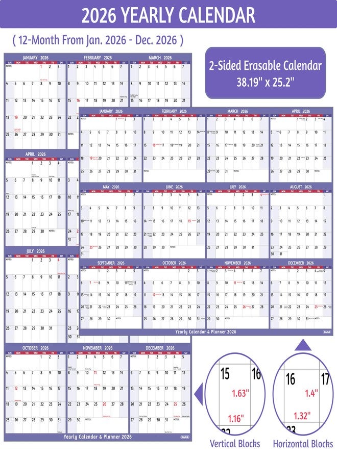 BowCuk 2026 Dry Erase Calendar, Purple - Image 3