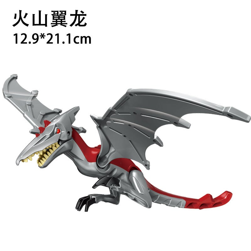Large Dinosaur Model Blocks Triceratops Wide Eared Pterosaur Food Beef Tyrannosaurus Rex Raptor Assembled Toy - Image 1