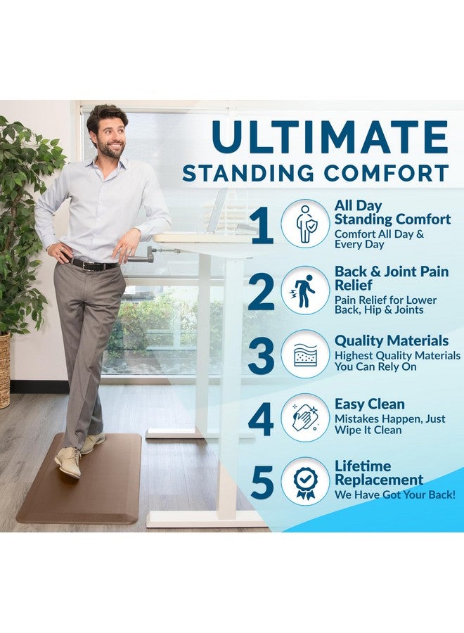 كومفي لايف سجادة أرضية مقاومة للتعب من كومفي لايف - سجادات مطبخ بسمك 3/4 بوصة للأرضية، سجادة مكتب قائمة، سجادة مطبخ - مريحة في المنزل والمكتب - متينة - مقاومة للبقع - قاعدة غير قابلة للانزلاق (20 بوصة × 32 بوصة، بيج) - Image 3