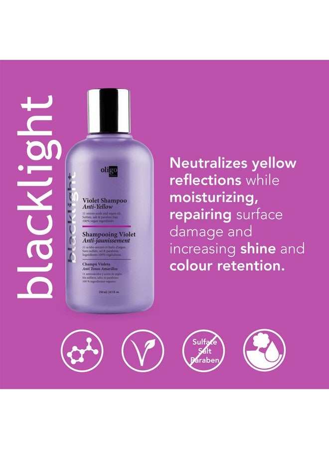 Oligo Professionnel Blacklight Violet Shampoo Sulfatefree Purple Shampoo Eliminates Yellow Tones Refreshes Faded Highlights Argan Oil 11 Amino Acids And Moisturizing Formula 8.5Oz - Image 2