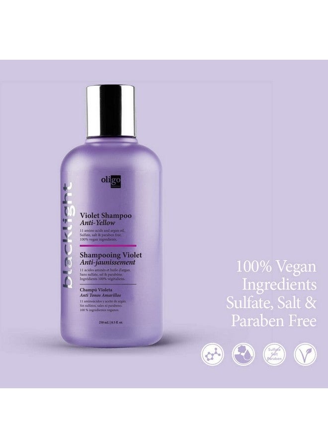 Oligo Professionnel Blacklight Violet Shampoo Sulfatefree Purple Shampoo Eliminates Yellow Tones Refreshes Faded Highlights Argan Oil 11 Amino Acids And Moisturizing Formula 8.5Oz - Image 5