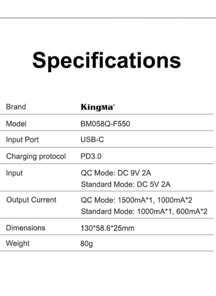 Kingma F550 Charger with USB-C Suitable for Sony NP-F550, 750, 970, 990 (BM058Q.NPF550) - pzsku/Z219005EF50946387FD9CZ/45/_/1720513056/25d03407-d4ca-4225-b6e5-167fae518c5a