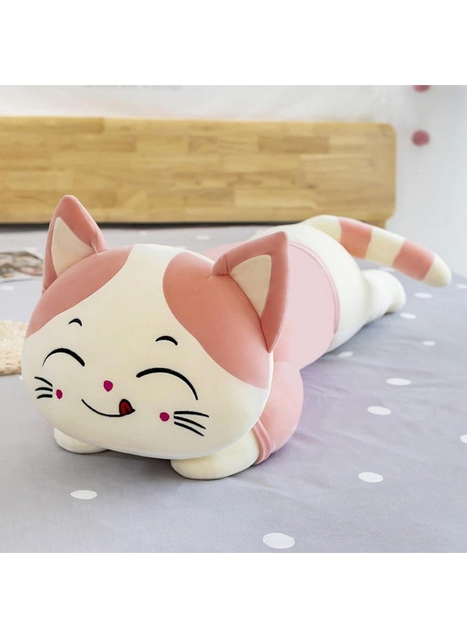 تيكلز وسادة حيوان محشوة ناعمة على شكل قطة نائمة للأطفال الأولاد والبنات (الحجم: 45 سم، اللون: وردي) - Image 1