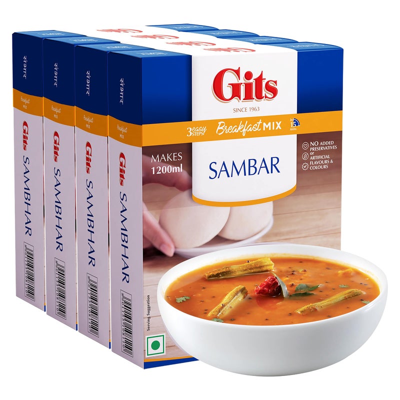 Gits Sambhar Breakfast Mix, 400g (Pack of 4 X 100g Each) - Image 1