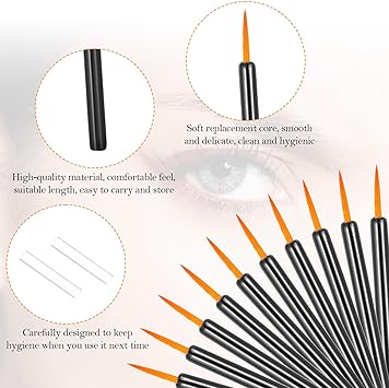 Bremorou 100 Pack Disposable Eye Liner Brushes UltraFine Point Eye Liner Applicator Eye Liner Brush Miniatures Fine Black Eyeliner Brushes Fine Point Cosmetic Eye Wands Makeup Brushes Tools Black - Image 3
