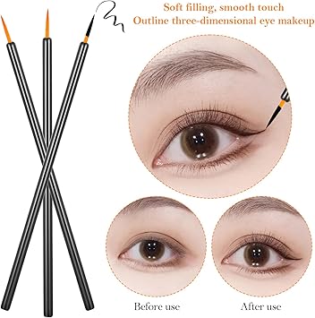 Bremorou 100 Pack Disposable Eye Liner Brushes UltraFine Point Eye Liner Applicator Eye Liner Brush Miniatures Fine Black Eyeliner Brushes Fine Point Cosmetic Eye Wands Makeup Brushes Tools Black - Image 4