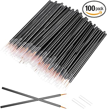 Bremorou 100 Pack Disposable Eye Liner Brushes UltraFine Point Eye Liner Applicator Eye Liner Brush Miniatures Fine Black Eyeliner Brushes Fine Point Cosmetic Eye Wands Makeup Brushes Tools Black - Image 1