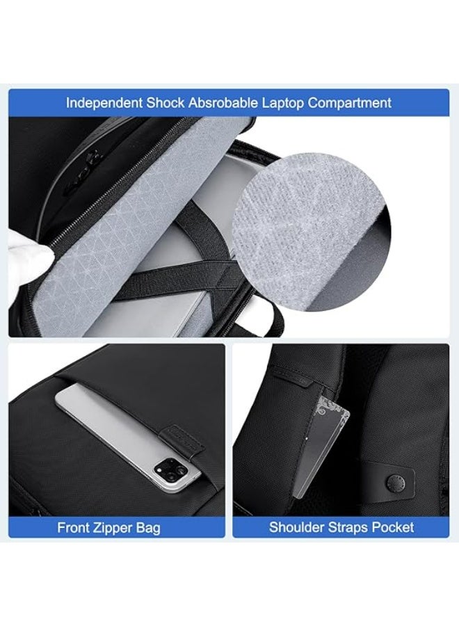 أركتيك هانتر حقيبة ظهر Arctic Hunter Slim للكمبيوتر المحمول، حقيبة ظهر أنيقة وخفيفة الوزن للأعمال لأجهزة الكمبيوتر المحمولة مقاس 15.6 بوصة، حقيبة ظهر مقاومة للماء للرجال والنساء للاستخدام اليومي في المكتب والجامعة، لون أسود - Image 3